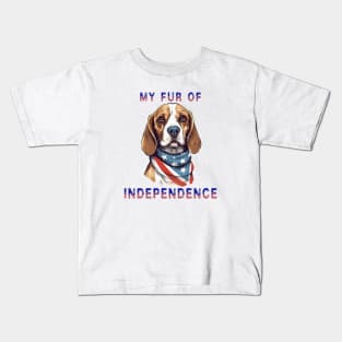 Beagle Funny USA Flag 4th of July Fur Of Independence Kids T-Shirt